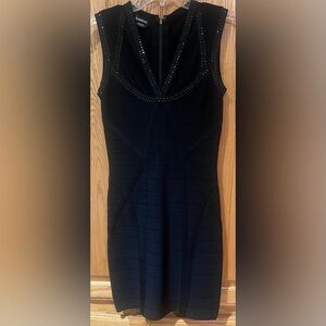 Bebe Mesh Studded Bandage Bodycon Sleeveless Mini Dress‎ Black Size Small